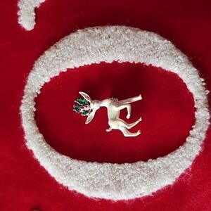 Vintage White Enamel Deer Skatter Pin by Gerrys